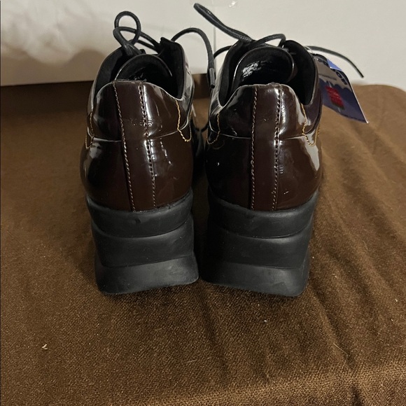 😄NWT brown waterproof Oxford-style shoes Dosandes patten leather look 6.5 - Picture 5 of 8